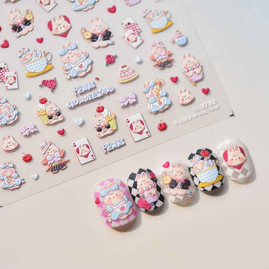 Süße Cartoon 3D-Nagelsticker - Alice & Cinderella