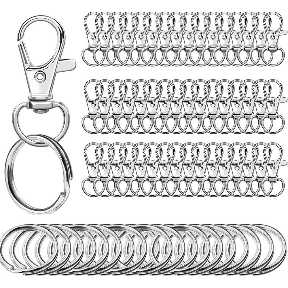 100PCS Keychain Hooks with 50pcs Key Rings 50pcs Swivel Lobster Claw Clasps for Keychain Clip Lanyard, Jewelry Making, Crafts
