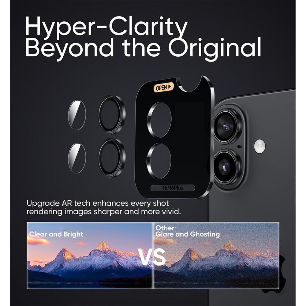 Tempered Glass Camera Lens Protector for iPhone 16 Plus 15 Pro Max 14 13 Mini 12 11 Alignment Protection Film Individual Cover Ring Phone Accessories