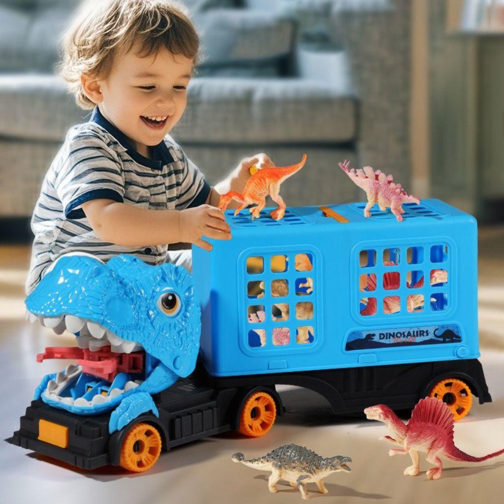 6/12 Dinosaur Model Dinosaur Truck Toys Ejection Function Dinosaur Transport  Toddler Toys
