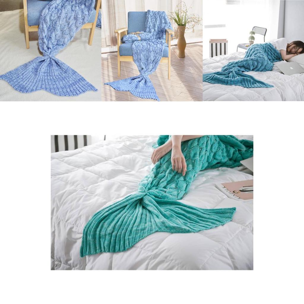 Mermaid Tail Knitted Blanket With Lightweight Faux Cashmere Perfect For Spring And Autumn Use