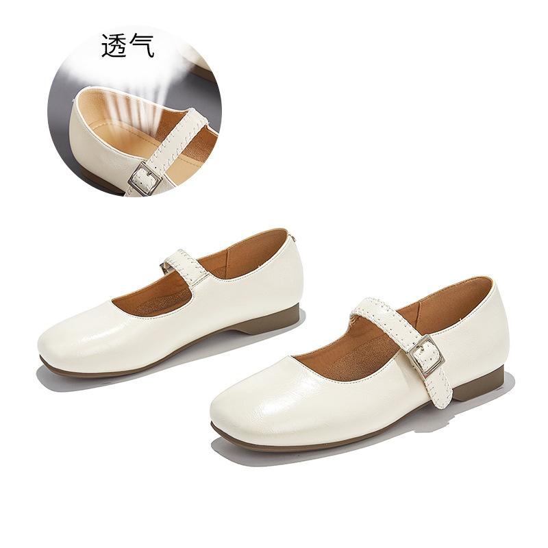 Square head Mary Jane shoes women's 2025 new shallow buckle casual fashion single shoes women's versatile French commuter women's shoes