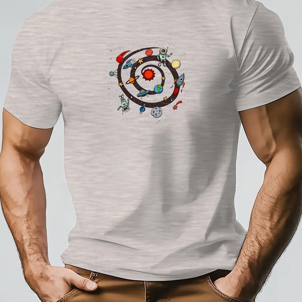 Unisexs Cotton Graphic TShirt Summer Casual Crew Neck with Artistic Cosmic Circle Design Unisex Clothing Comfortable