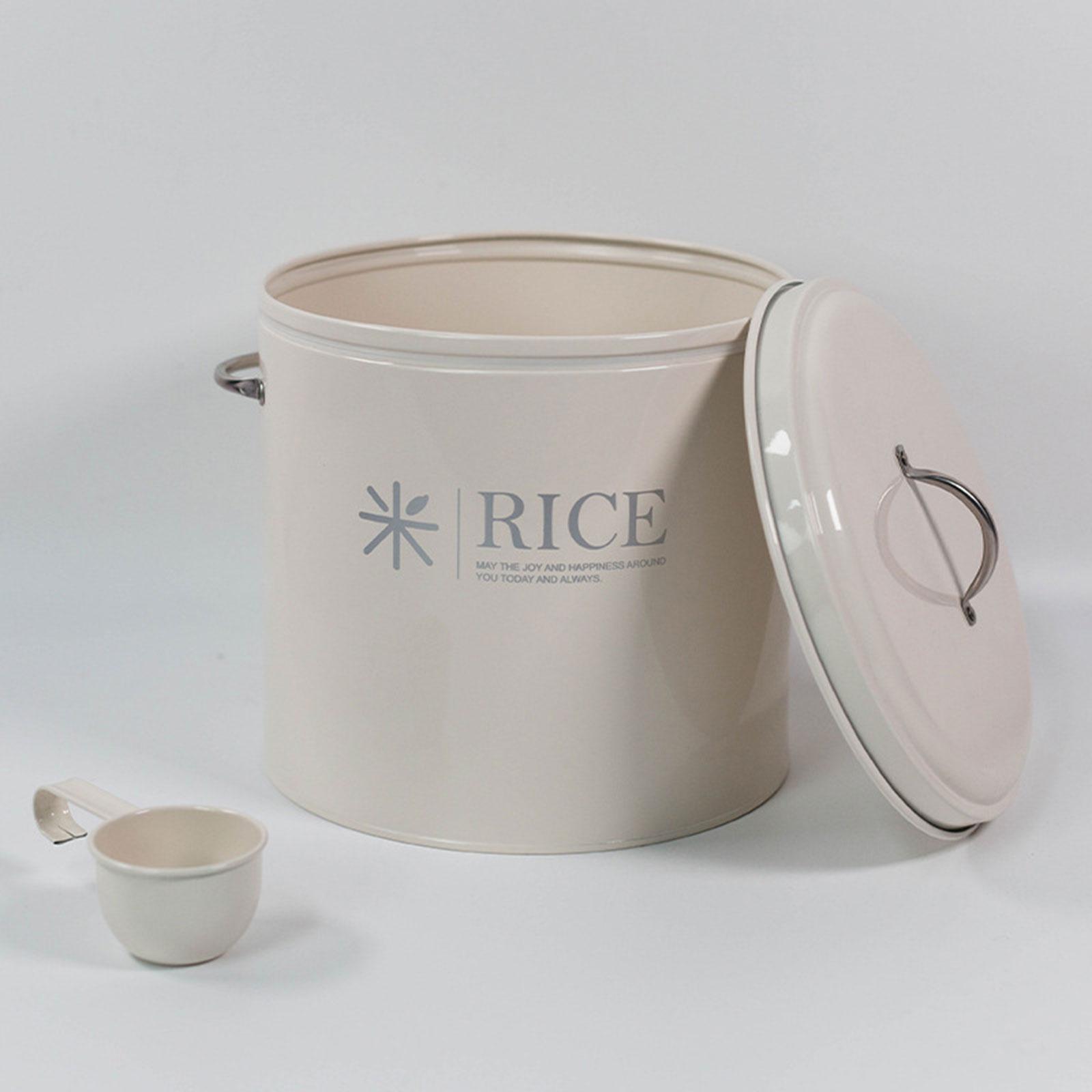 Iron Round Rice Container Sealed Food Bin with Lid for Kitchen Flour Beans Pet Food Storage Solution