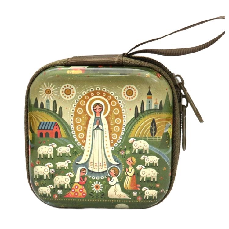 Catholic Rosary Pouch Religious Jewelry Storage Box Rosary Prayer Bag with Zippers Closures Coin Purses for Earrings