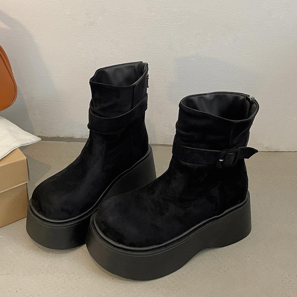 Queen Fan Explosive Retro Thick-soled Heightening Martin Boots Women's 2025 New Autumn Thin Western Short Boots