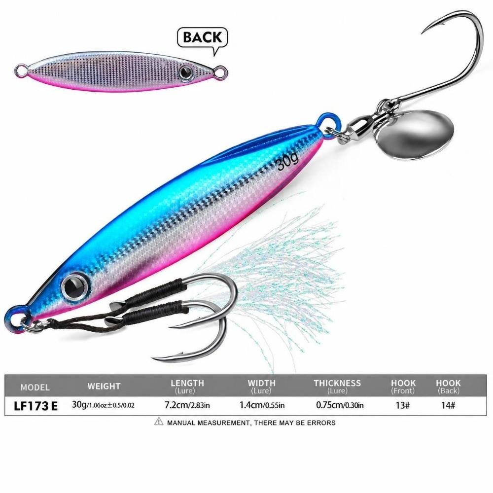 Feathered Assist Hooks Casting Jig Bait Reflective Fish Pattern Bionic Fish Lure Boat Fishing