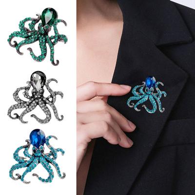 Sparkly Octopus Brooch Rhinestone Sea Creature Lapel Octopus Brooch Pin Pin Accessory