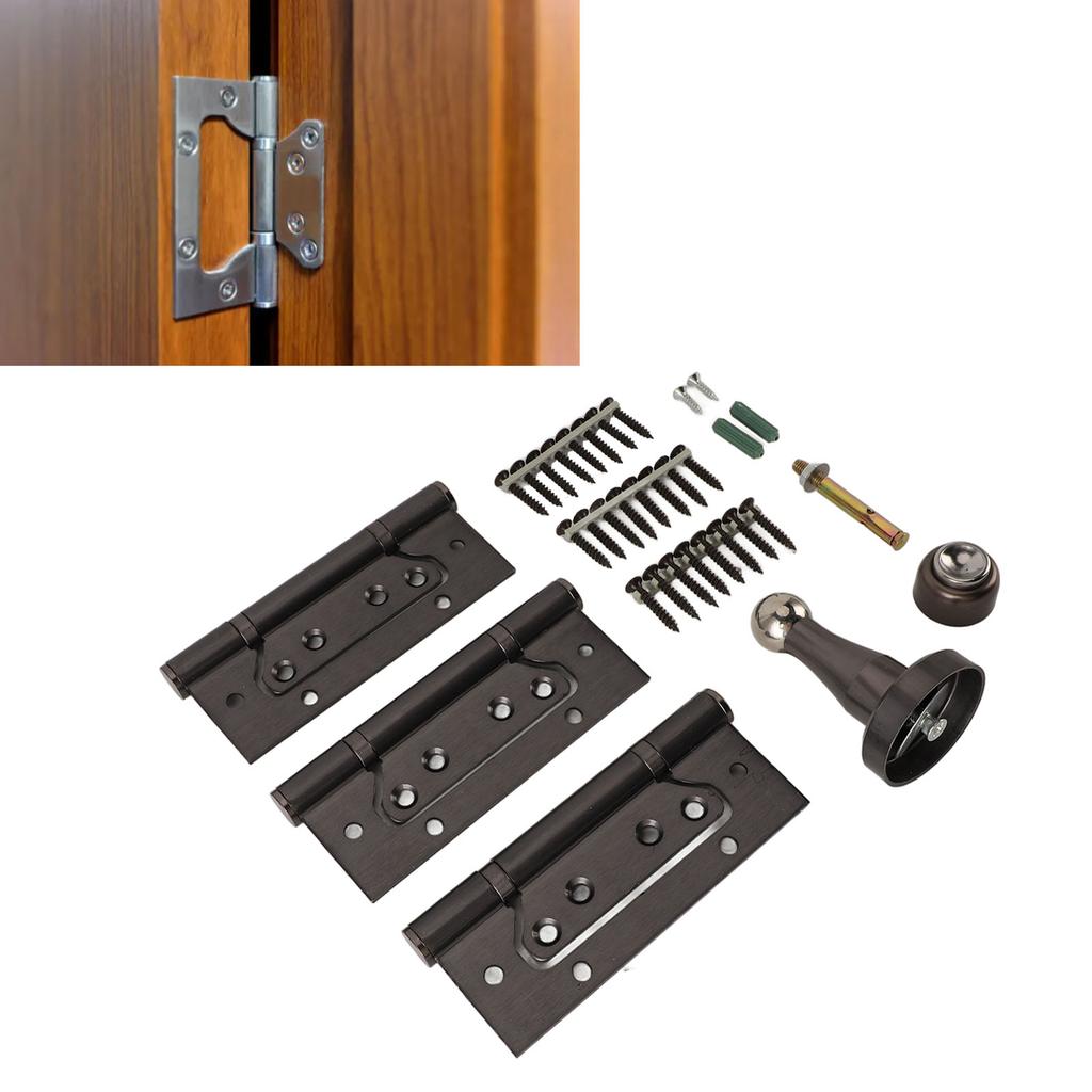 5 Inch Door Hinge Kit with Magnetic Door Stop Metal Quiet Strong Load Bearing Door Hinge for Bedroom