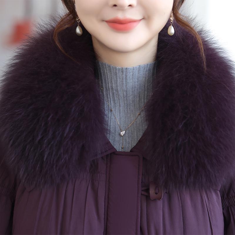 2025 Winter Fashion Short Down Jacket with Large Fur Collar for Stylish Moms & Elderly Women