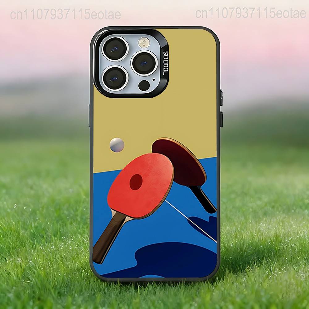 Table Tennis Racket Ping Pong BALL Case For iPhone 17,16,15,14,13,12,11,Pro,XS,Max,Plus,Mini,SE4,E Black Matte Shockproof Cover