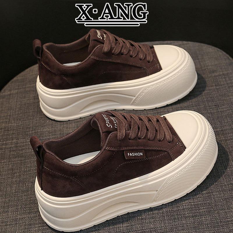 Leather Board Shoes Women's Thick-soled Heightening Little White Shoes New Autumn Shoes Women's Muffin Shoes Casual Sports Shoes