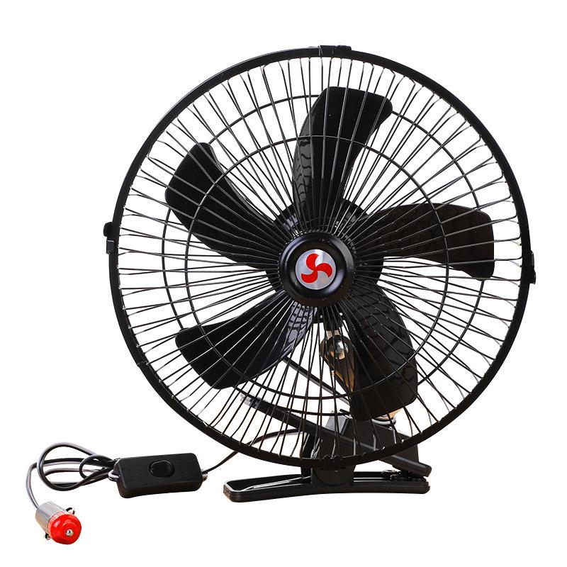 6-12 Inch Oscillating Car Fan with Clip, 12V/24V for Trucks and Cars