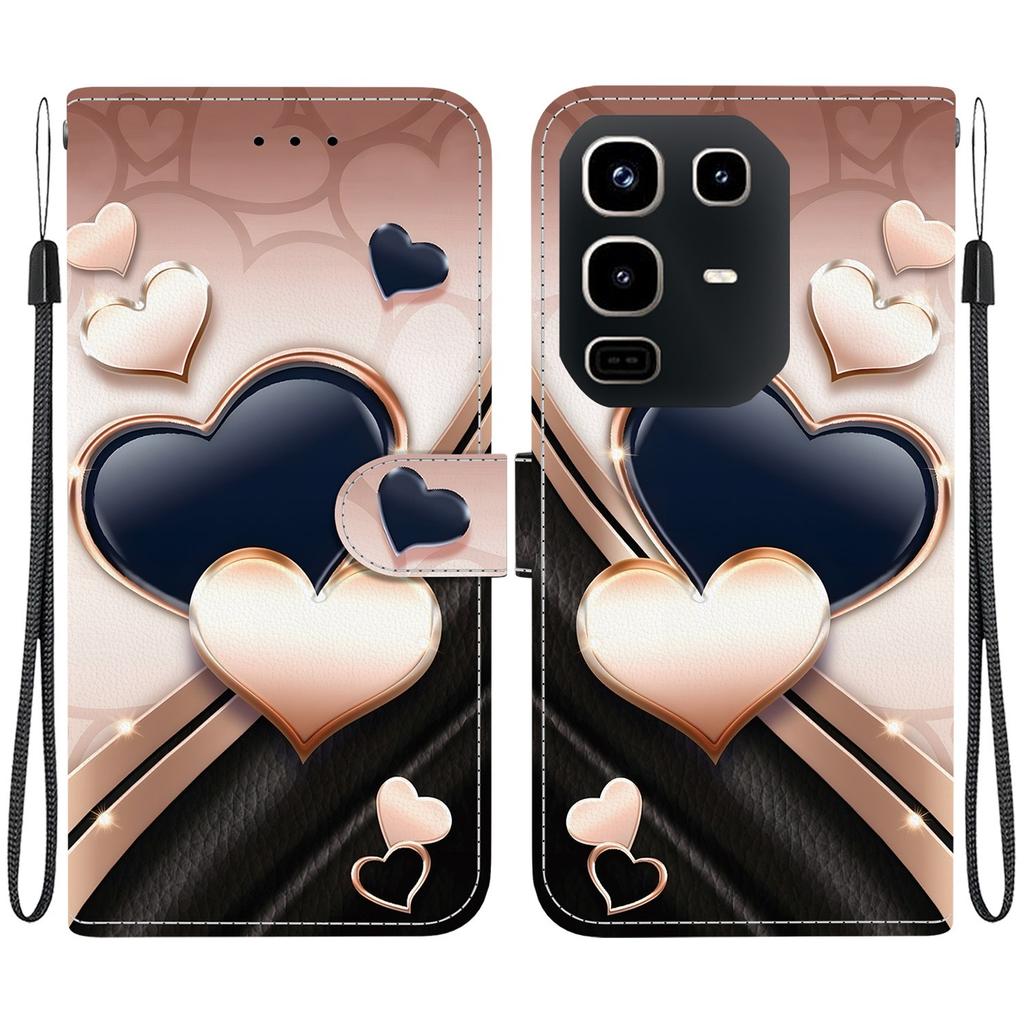 Handmade PU Leather Flip Case for Infinix Note 50 4G/Note 50 Pro 4G (X6858/X6855) Anti-Slip Shockproof Cover with Wrist Strap & Heart/Rose Cat Designs