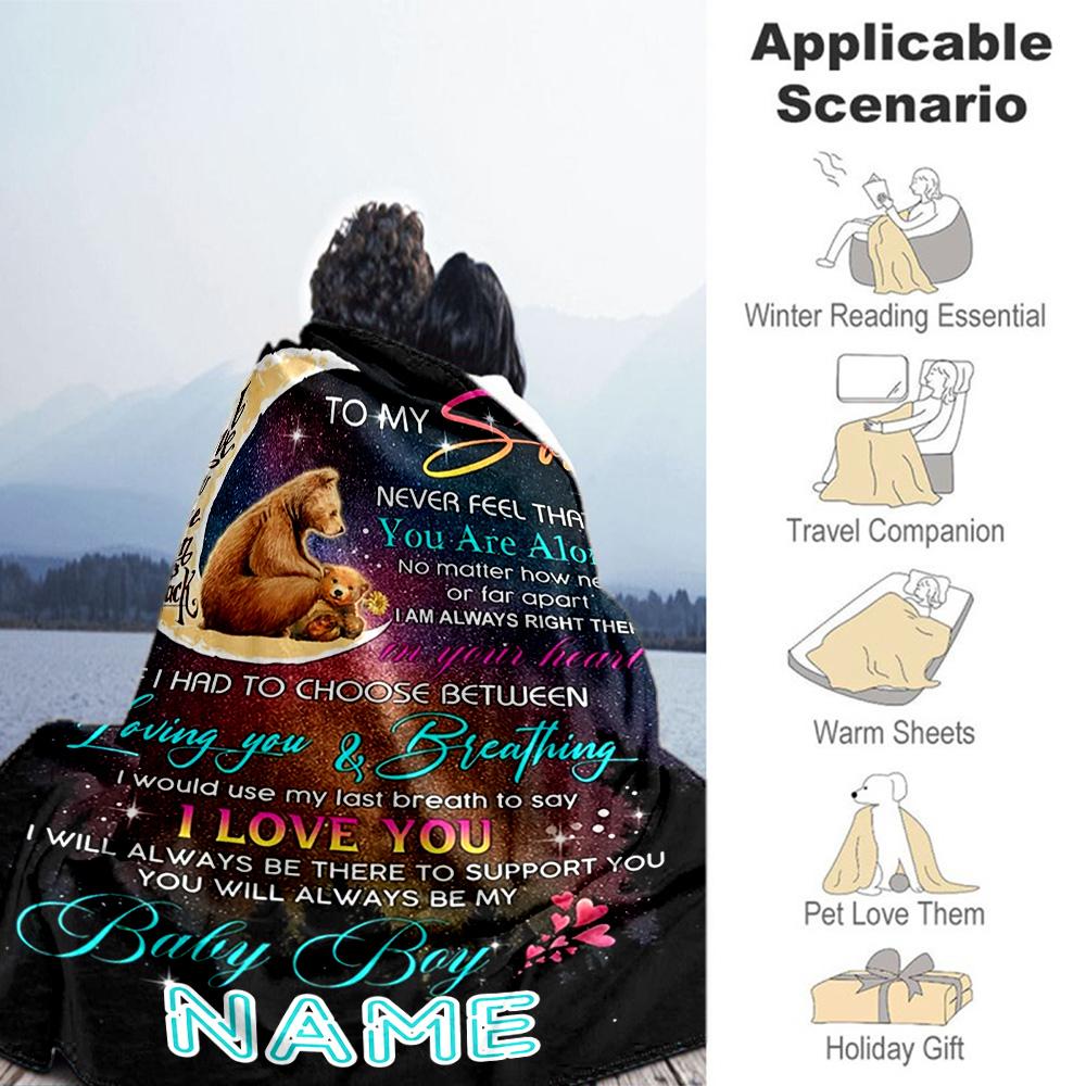 Son Customize Your Name Blanket Multi-purpose Personalized Blanket Warmthful Decor Great for Office Chair Bedding Chair Seaside