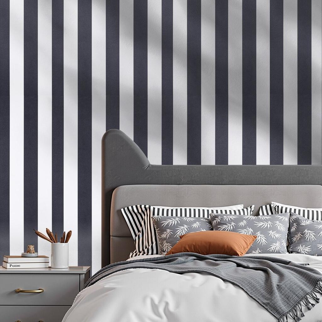 Peel and Stick Wallpaper, 45cm x 15m Contact Paper Black White Modern Geometric Waterpoof Self Adhesive, Easy to Clean Wall Decorative Vinyl Roll for