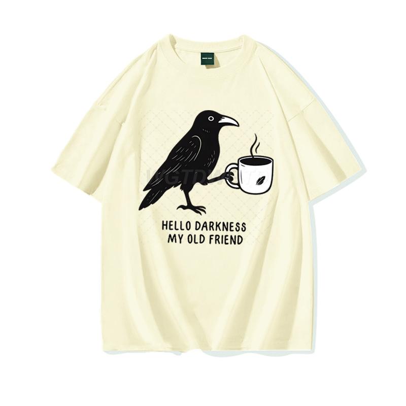 Raven Crow Coffee Shirt for Women Unisex Funny Gift for Coffee Lover Cotton Tshirt Womens Unisexs Oversized Comfort Colors Tee Top