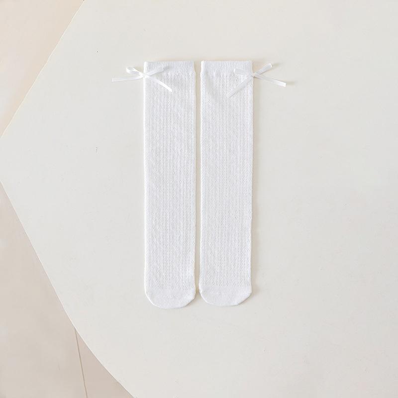 Children's Hollow Bow Long Socks Summer Ultra-thin Mesh Breathable Knee High Socks For Girls 2-6 Years Kids Princess Calf Socks
