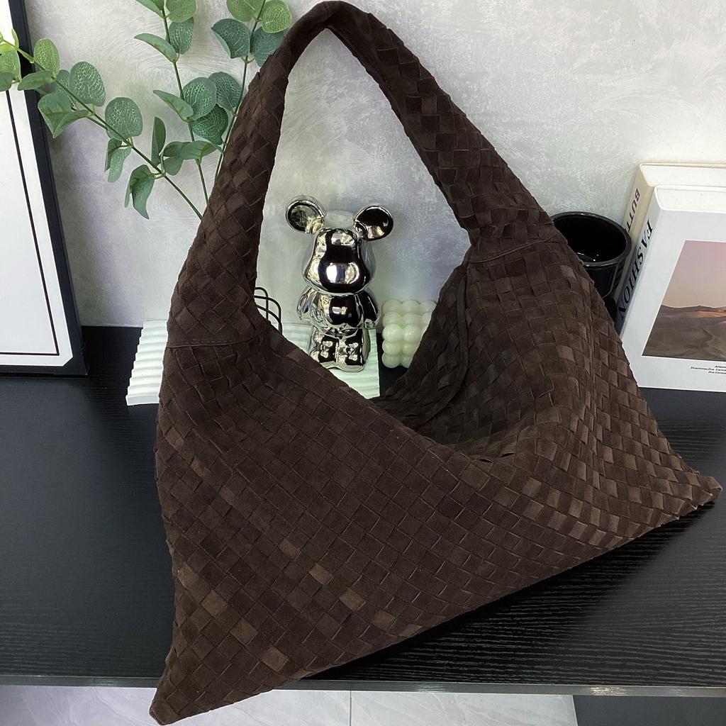 Leather Woven Bag Cross-border New Suede Matte Retro Large-capacity Handbag Lazy Shoulder Armpit Women's Bag