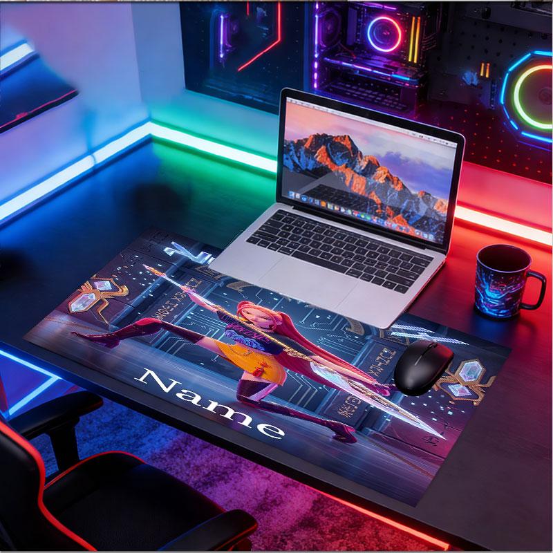 Custom Name Personalized Kpop Demon Hunter Pattern Mousepad, Laptop PC Desk Mat, Decorative Desk Mat for Home Keyboard Pad Gift