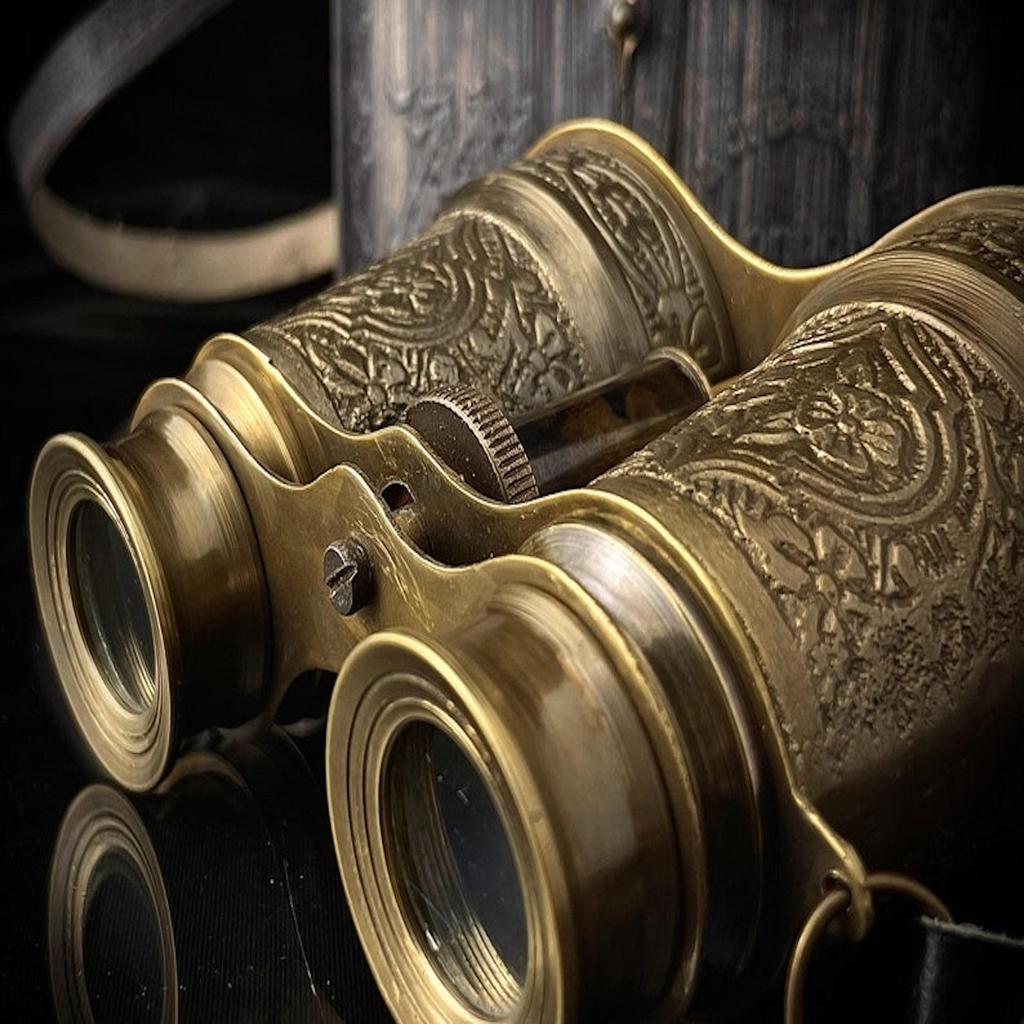 Antyczne mosiężne lornetki ze skórzanym etui - zabytkowy wystrój marynistyczny - w pełni funkcjonalne - idealny prezent dla podróżników, ręcznie robiony prezent dla mamy