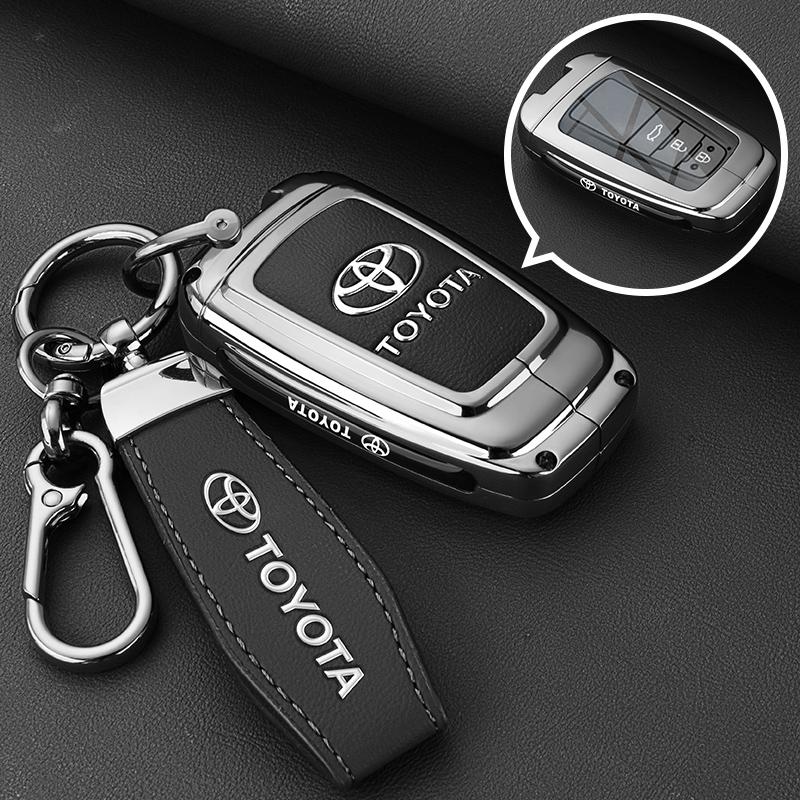 Leather Zinc Alloy Car Key Case for Toyota Corolla Hybrid 2021 Rav4 Land Cruiser Prado Camry Highlander Prius C-HR 2018+