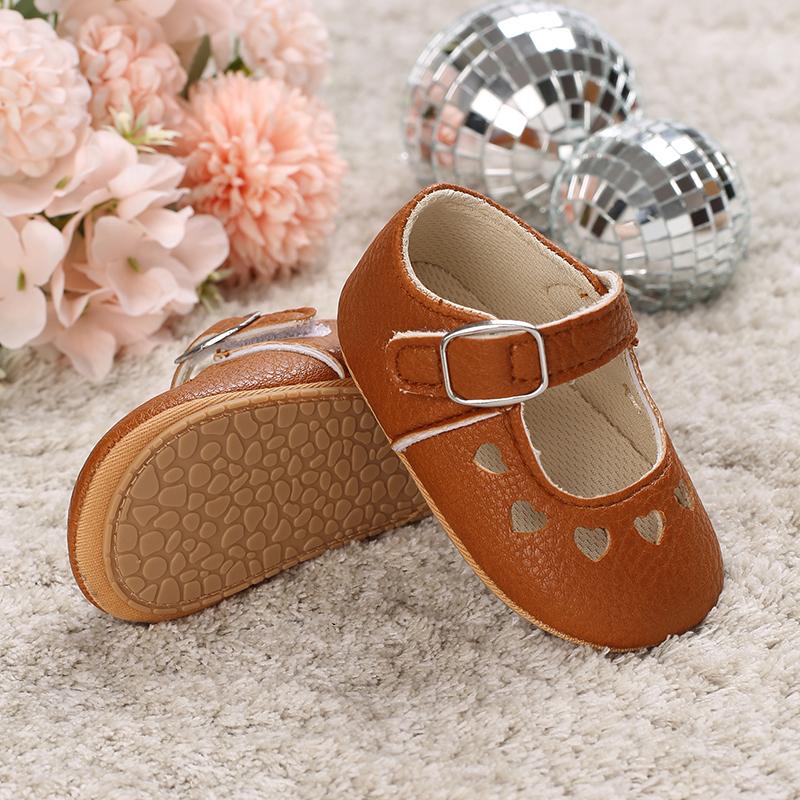 Khaki 0-18M Baby Casual Shoes Infant Toddler Bowknot Non-slip Rubber Soft-Sole Flat PU First Walker Newborn Bow Decor Mary Janes