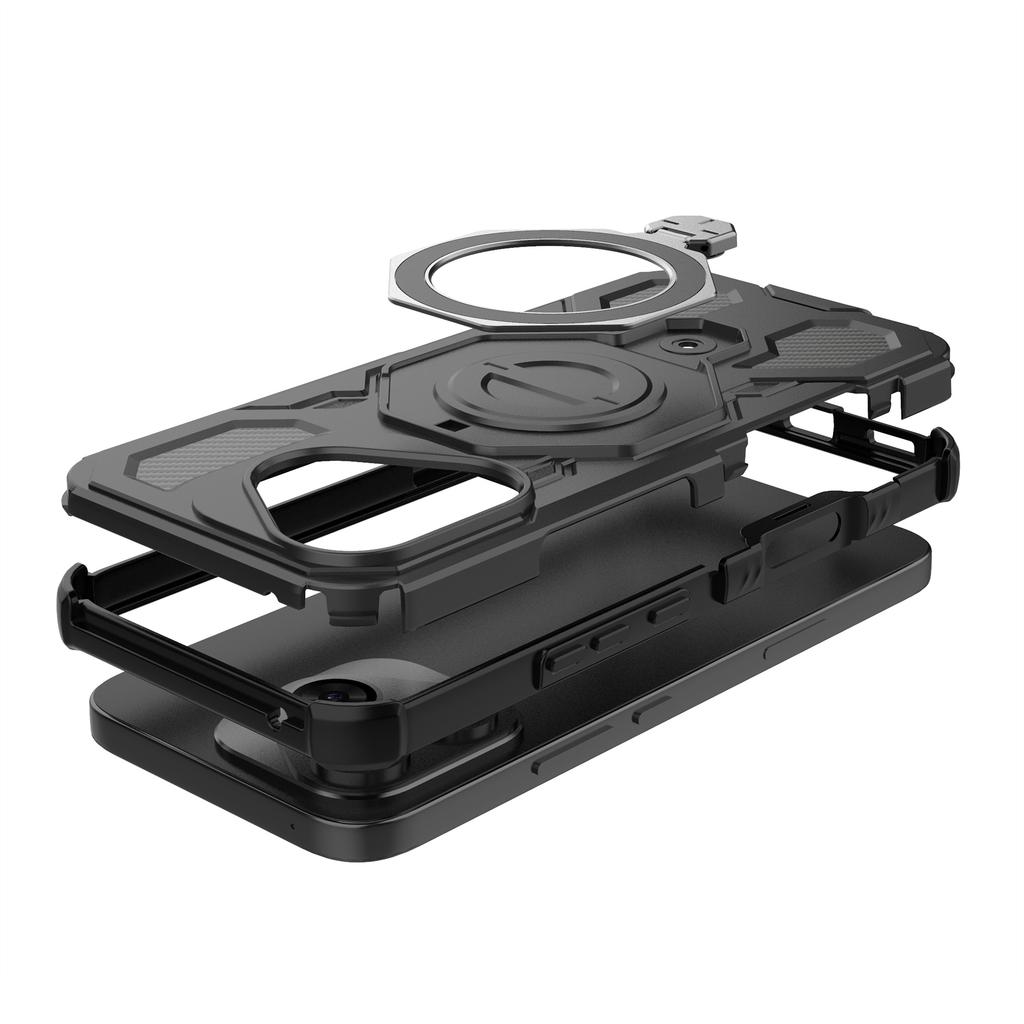 For Honor 400 Lite 5G Magnetic Case Rotating Metal Kickstand Shockproof PC+TPU Phone Back Cover