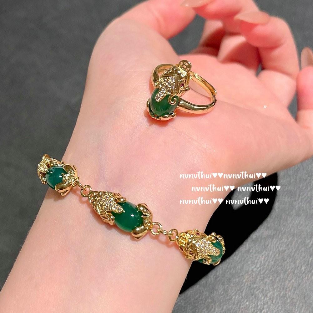 Jewelry Brazilian Chalcedony Pixiu Necklace, New Chinese Style, Chalcedony Pixiu Bracelet, Ring Set