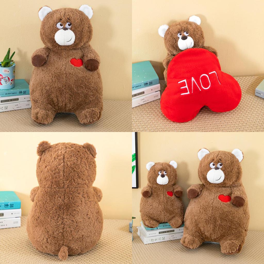 Cute Teddy Bear Plush Toy Flip Heart Pillow Cartoon Animal Doll Birthday Gift For Girls 40cm 0.35kg