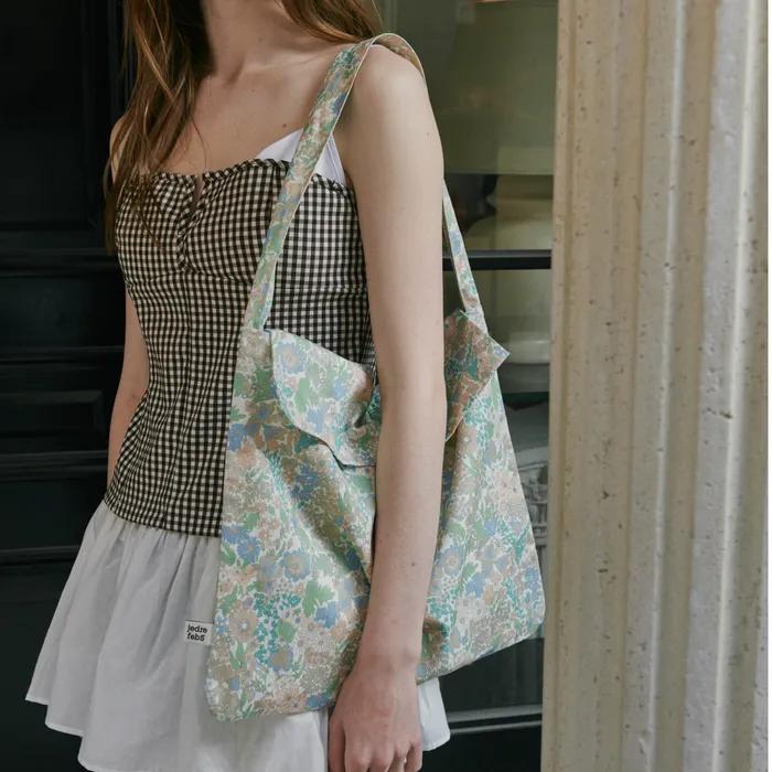 Flap ecobag flower_ pink, brown