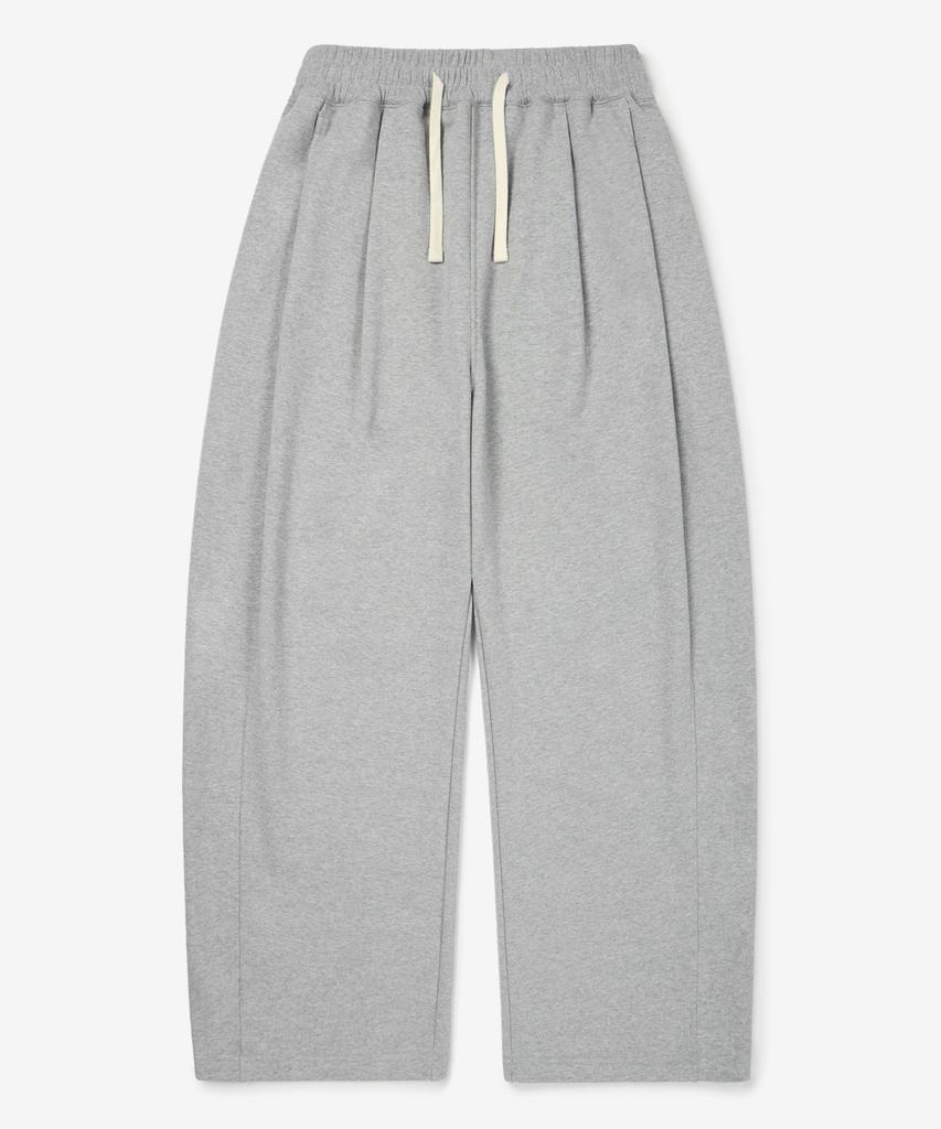 NOT ONLY FOR TODAY Single-Pleat Wide Sweatpants [Melange Gray]
