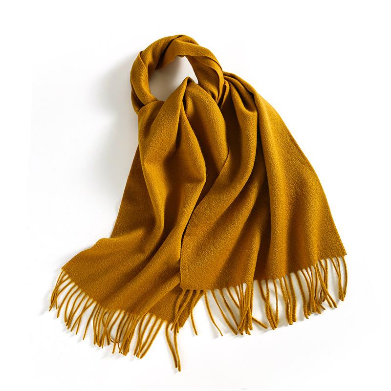 Winter Solid Color Wool Scarf for Women New Versatile Tassel Fashion Warm Neck Scarf Comfortable Real Wool Scarf