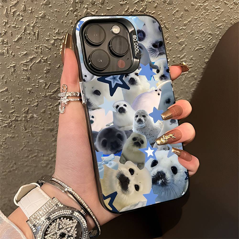 Seal Sea Shrimp Phone Case For iPhone 15,17,11,14,13,16,12,E,Max,Plus,Air,Pro,Mini Black Matte Cover