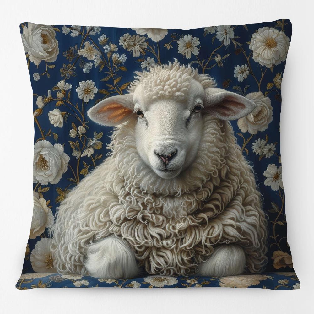 Animals On Vintage Sofa Cushion Cover Parrot Cockatoos Pig Goose Chicken Dog Painting Art Print Pillow Case