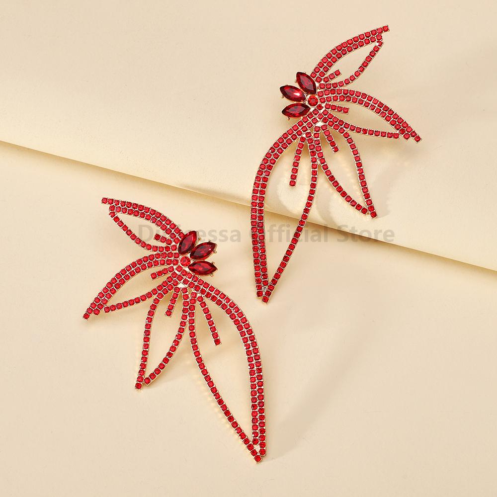 Wing Full Shiny Rhinestone Unusual Original Decor Bridesmaids Wedding Party Jewelry Trend Luxury Big Stud Earrings For Women