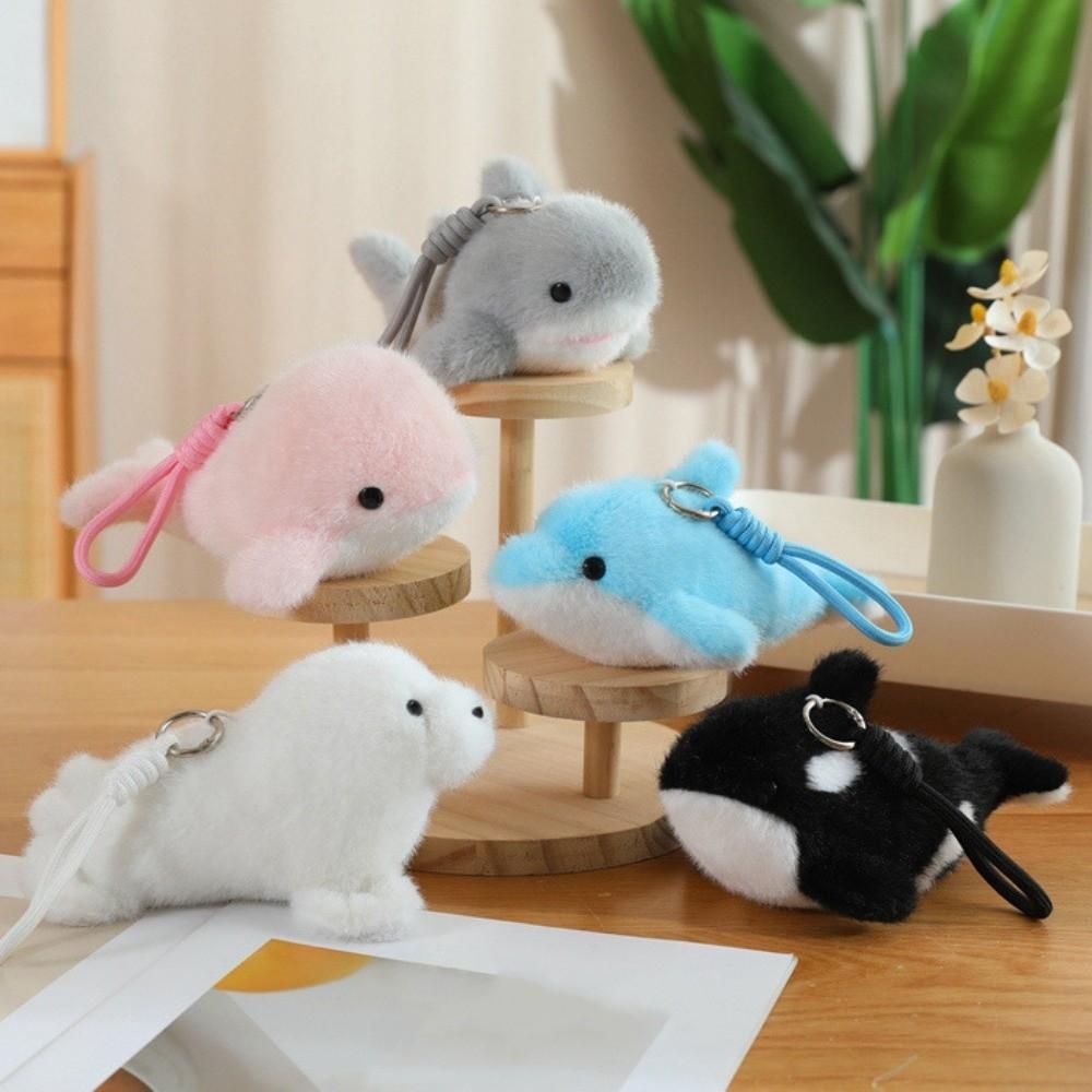 Bag Pendant Dolphin Plush Doll Keychain Ocean Animal Plush Doll Key Rings Kids Holiday Gifts