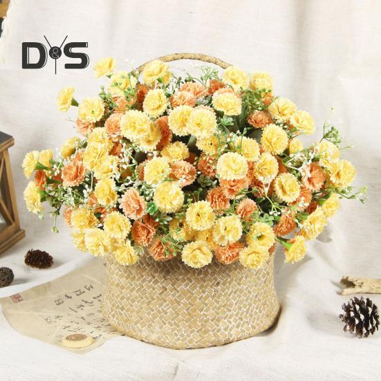 Artificial Carnation 20 Heads Realistic Fake Silk Flower Wedding Party Home Office Table Centerpiece Faux Floral Plants Branch Decoration