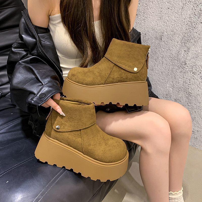 Fashion Versatile Comfortable Height Increase Casual Platform Short Boots Women's 2025 Autumn and Winter New Outer Wear Women's Short Boots