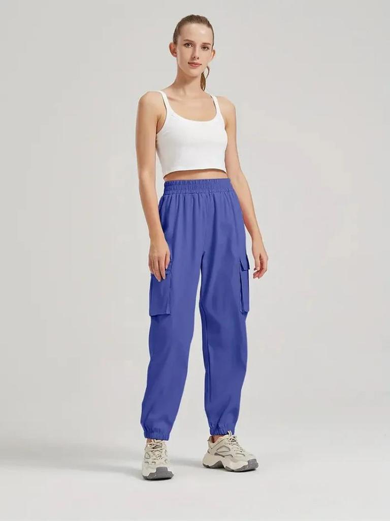 Spring Autumn New Women's Casual Workwear Loose Pocket Sports Pants with Elastic Cuff Long Leg Pants