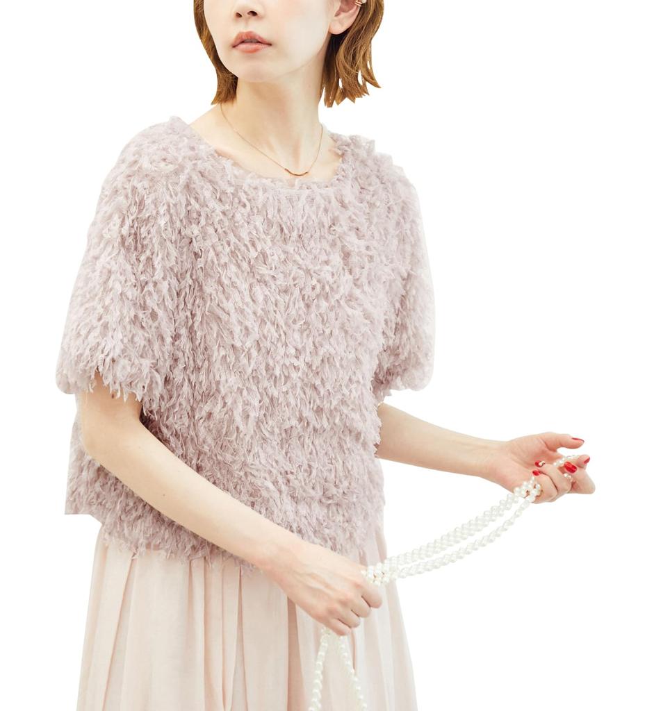 ROPE PICNIC Emur Fringe Half Sleeve Beige 38 Top/2-Way (28)