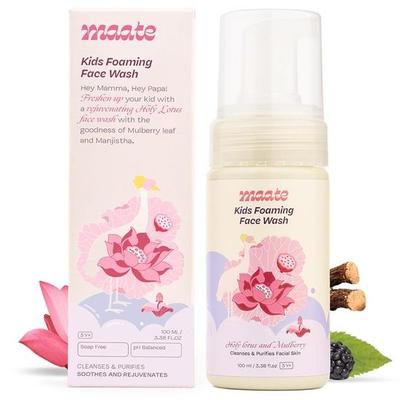 Maate Kids Foaming Face Wash (100 Ml) | With Ayurvedic Herbs Holy Lotus & Mulberry | Cleanses & Purifies Facial Skin | Baby Face Wash 3-12 Years