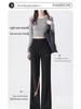 Women's Black Micro Flare High Waist Slimming Pants - Autumn Elastic Casual Wear