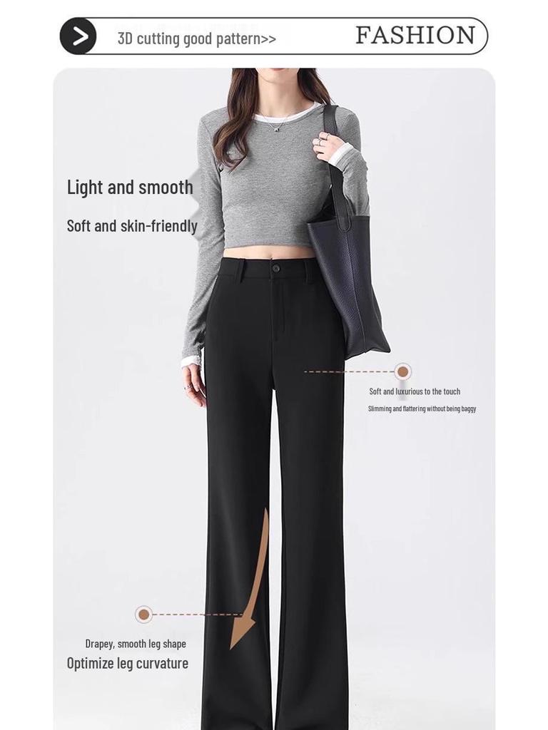 Women's Black Micro Flare High Waist Slimming Pants - Autumn Elastic Casual Wear