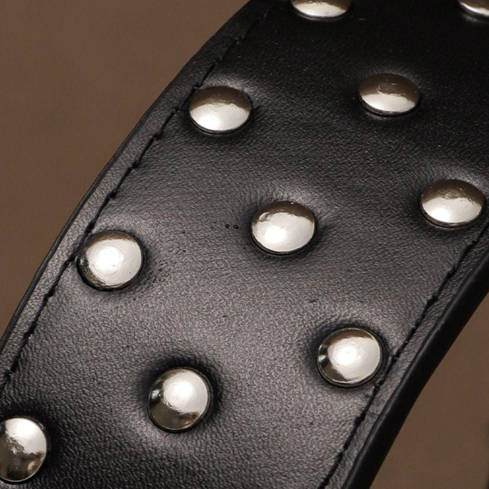 Anti-bite Spiked Dog Collars Adjustable Heavy Duty PU Leather Pet Necklace Anti-Chew Widen Dog Neck Collar Outdoor Dog Walking