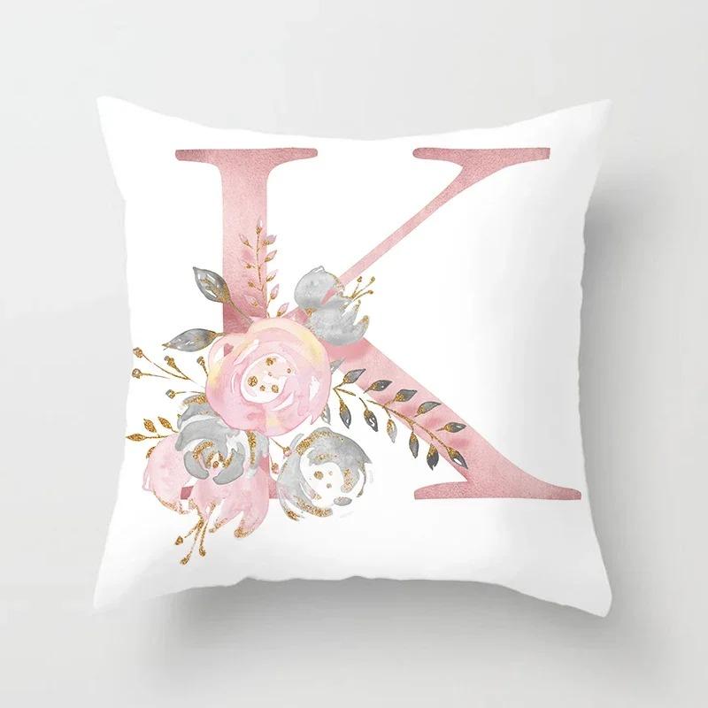Sweet Pink Pillowcase Decoration 26 Letters Pillowcase Pillowcase Car Cushion Cover Home