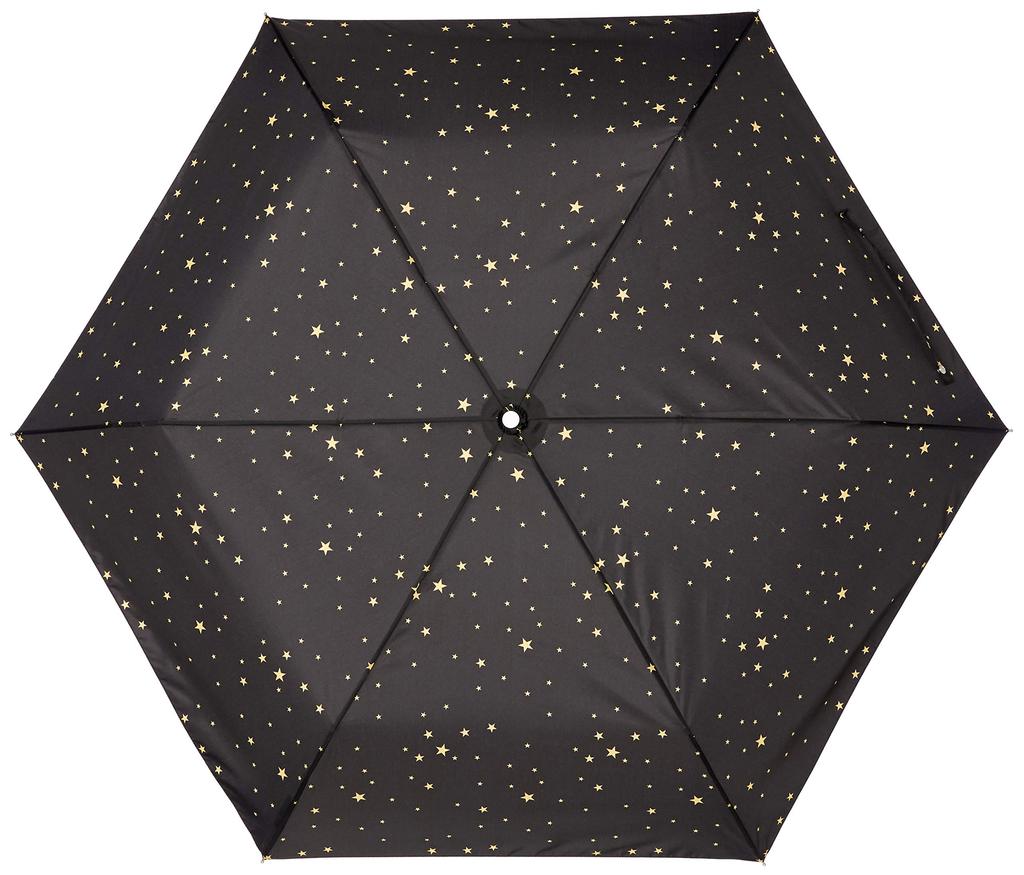 Aquashack Sternmuster Automatisches Öffnen und Schließen 54cm 3 Japan Damen Regenschirm, Speichen, Farben, Schwarz, 10002086, (-)