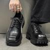Modische lässige Schnür-Herren-Lederschuhe Modischer britischer minimalistischer Stil Outdoor-Straße Tägliche Arbeit Party-Schuhe Dicke Sohle Jugend