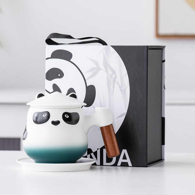 Panda Gift Box Tea Mug Creative Ceramic Tea Separation Cup with Lid Office Gift Filter Water Cup