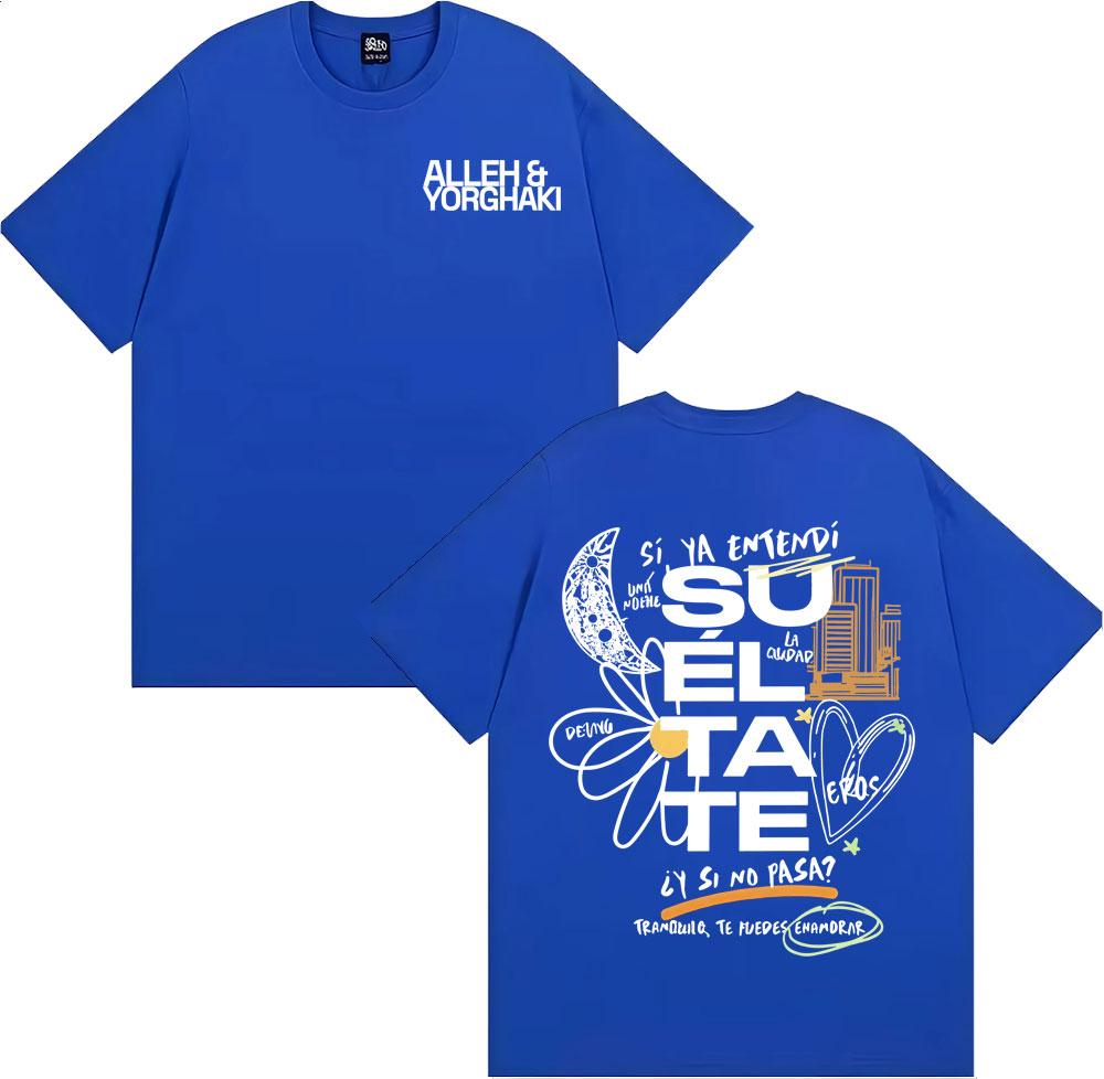 Alleh Yorghaki Su El Ta Te Letter Print Tshirts Unisex High Street Trending Oversized T Shirt Men Casual ONeck Cotton Tshirt